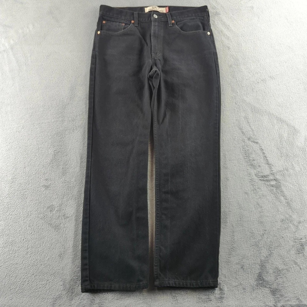 Vintage Y2K Levis Jeans 34x30 Black Faded Slim Straight 505 Grunge Punk Hip Hop